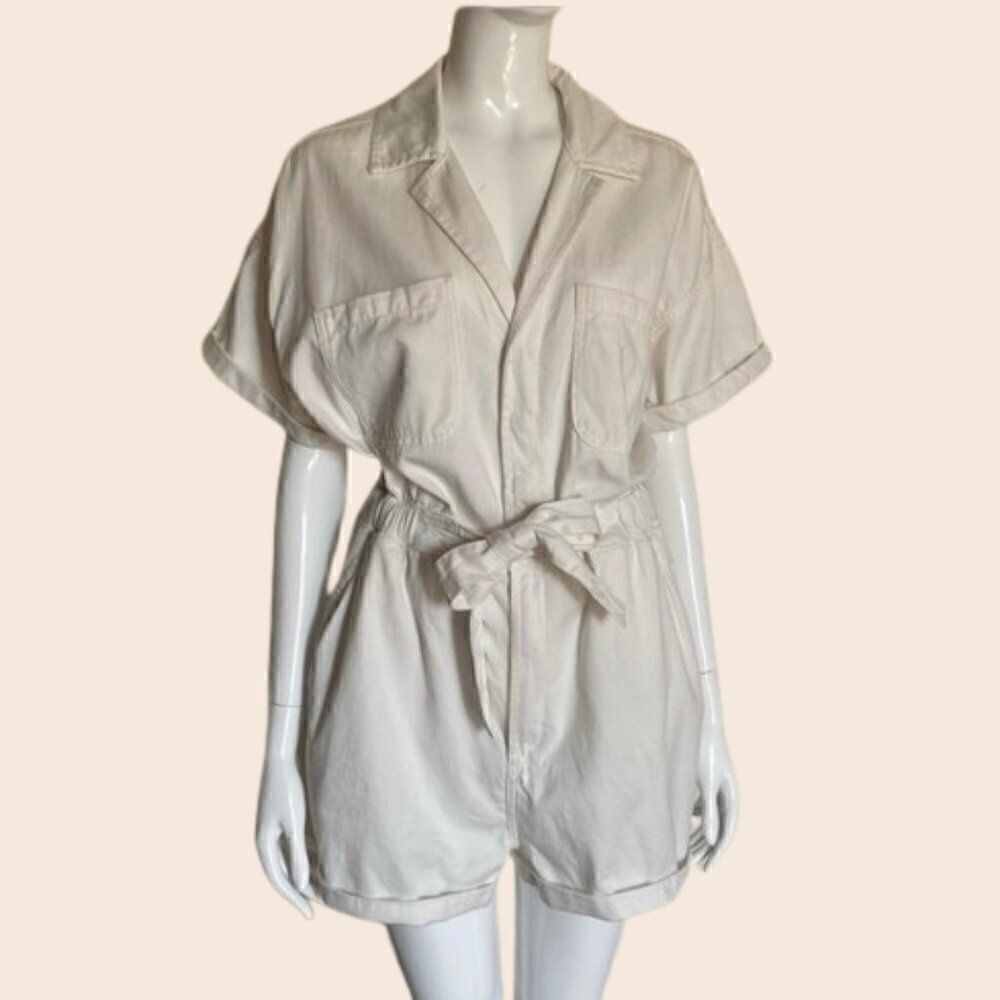Urban Outfitters White/ Cream Utility Playsuit-romper Size Medium